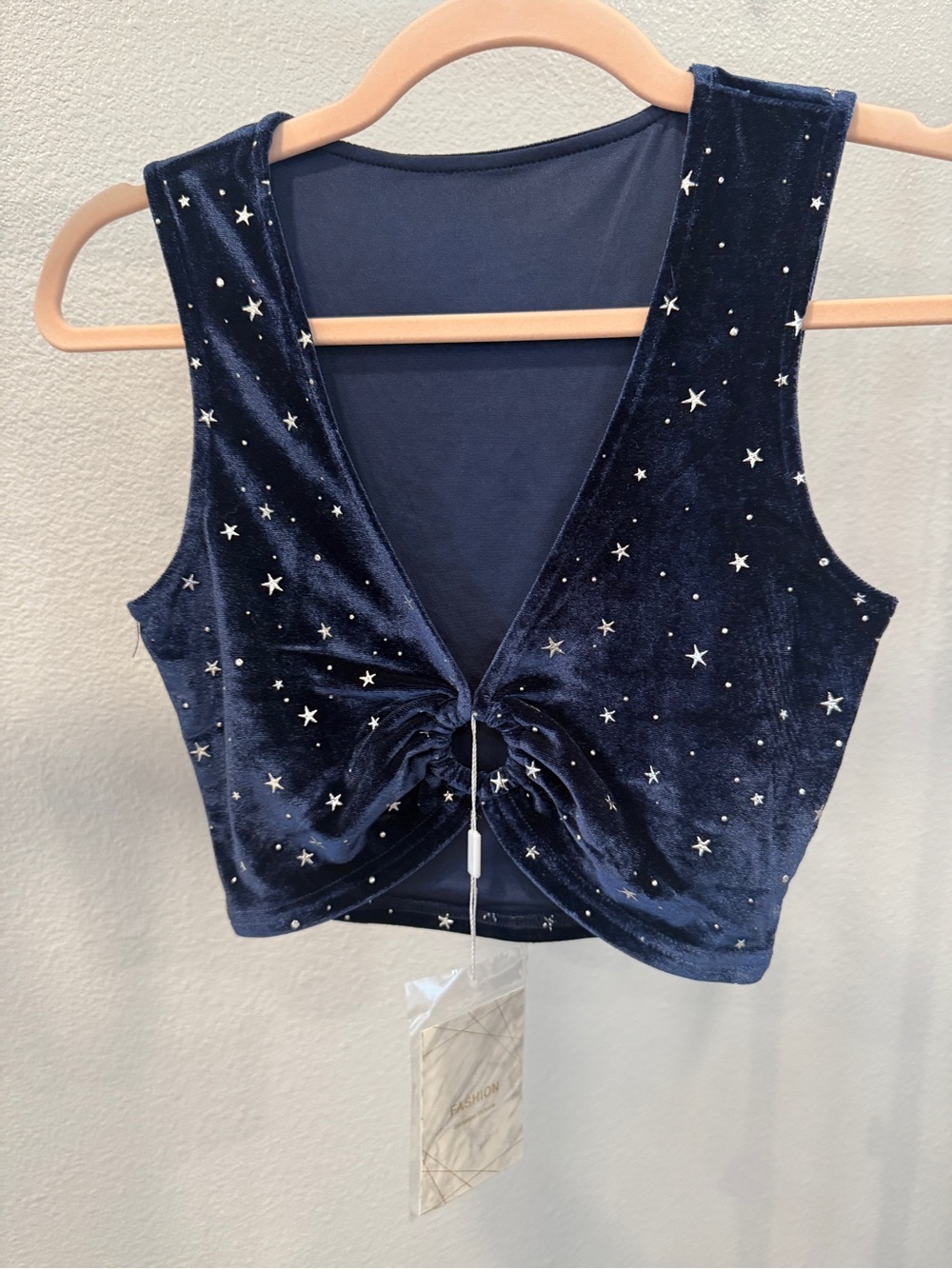 Women‘s Sparkly Festival Rave Outfits Sexy Crop Top Velvet Star Print Medium - Picture 4 of 9